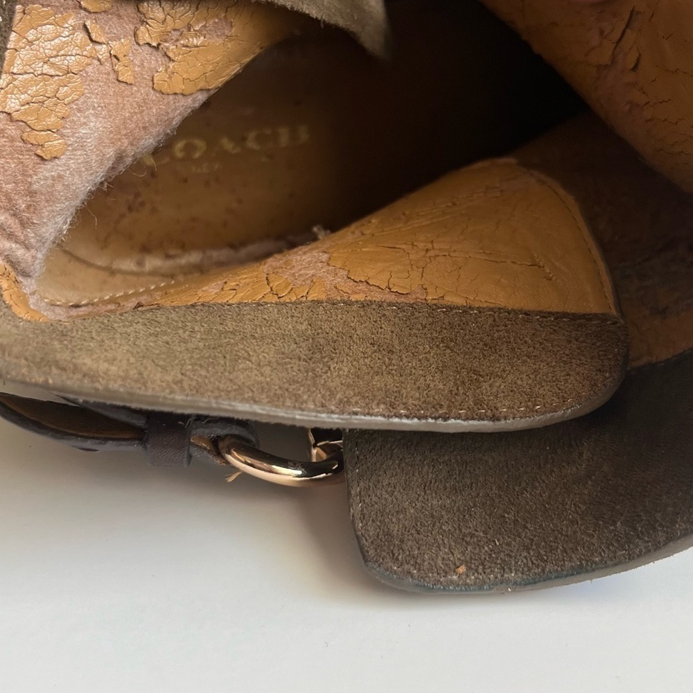 COACH- Dark Green Olive Ankle Boots with Zipper Size 7.5 - Picture 13 of 13